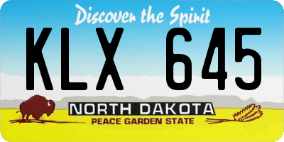 ND license plate KLX645