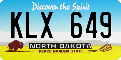 ND license plate KLX649