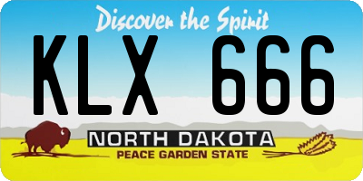 ND license plate KLX666