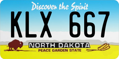 ND license plate KLX667