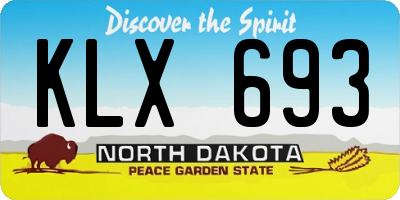 ND license plate KLX693
