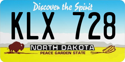 ND license plate KLX728