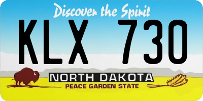 ND license plate KLX730