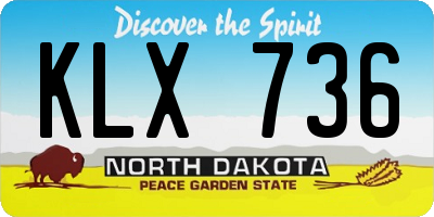 ND license plate KLX736