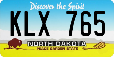 ND license plate KLX765