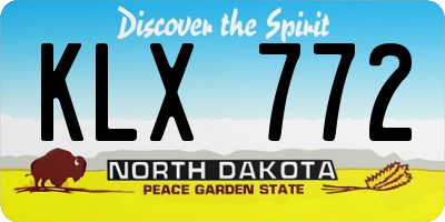 ND license plate KLX772