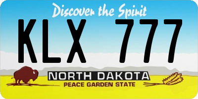 ND license plate KLX777