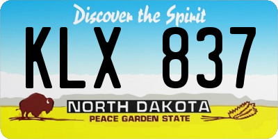 ND license plate KLX837