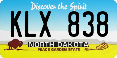 ND license plate KLX838