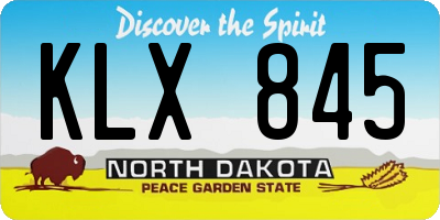 ND license plate KLX845