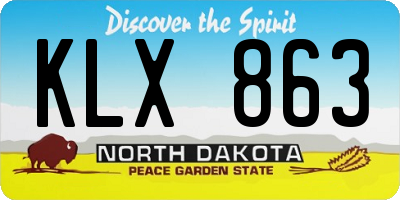 ND license plate KLX863