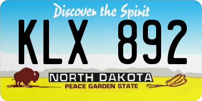 ND license plate KLX892