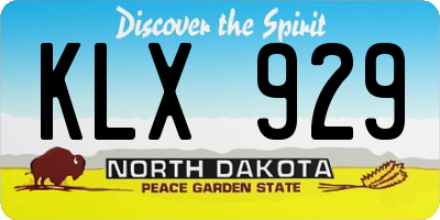 ND license plate KLX929
