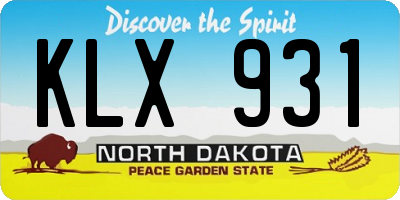 ND license plate KLX931