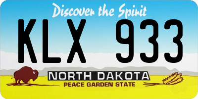 ND license plate KLX933