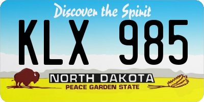 ND license plate KLX985