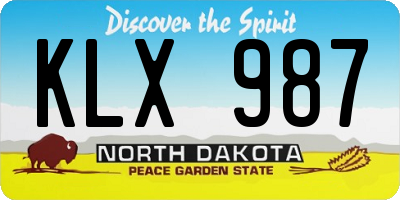 ND license plate KLX987