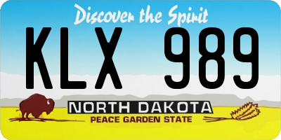 ND license plate KLX989