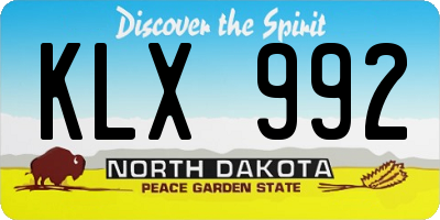 ND license plate KLX992