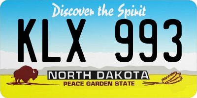 ND license plate KLX993