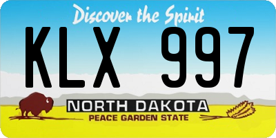 ND license plate KLX997