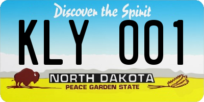 ND license plate KLY001