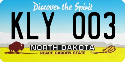 ND license plate KLY003