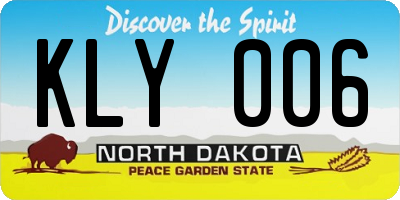 ND license plate KLY006