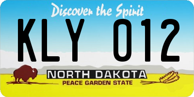 ND license plate KLY012