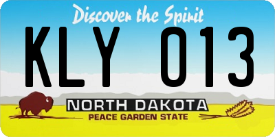 ND license plate KLY013
