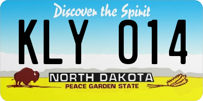 ND license plate KLY014