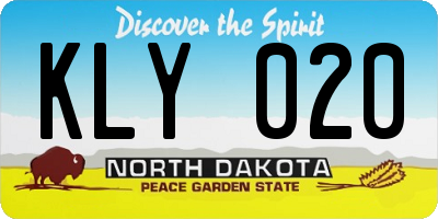 ND license plate KLY020