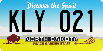 ND license plate KLY021
