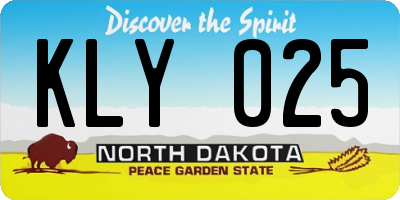 ND license plate KLY025