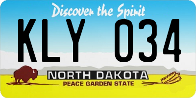 ND license plate KLY034