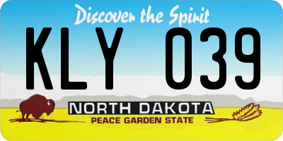 ND license plate KLY039