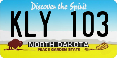 ND license plate KLY103