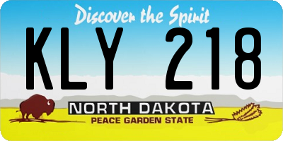 ND license plate KLY218