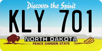 ND license plate KLY701