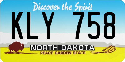 ND license plate KLY758