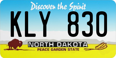 ND license plate KLY830