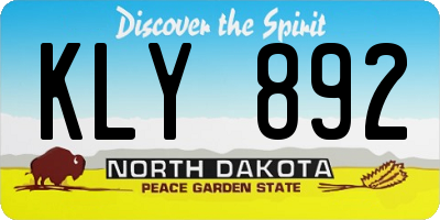 ND license plate KLY892