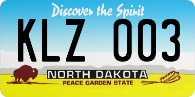 ND license plate KLZ003