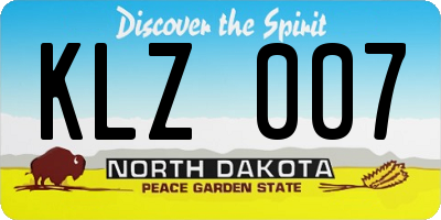 ND license plate KLZ007