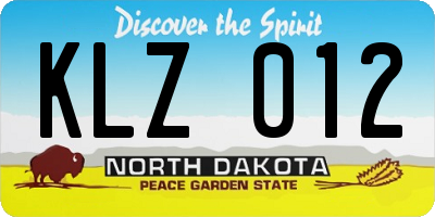 ND license plate KLZ012