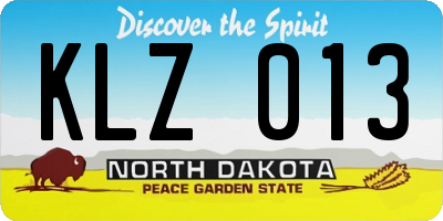 ND license plate KLZ013
