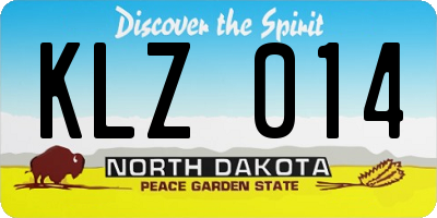 ND license plate KLZ014