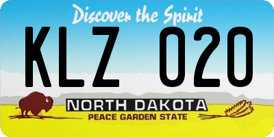 ND license plate KLZ020