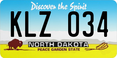 ND license plate KLZ034