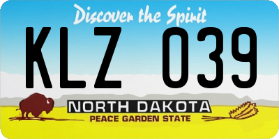 ND license plate KLZ039
